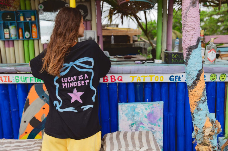 Lucky Star cotton black tee by foxwood