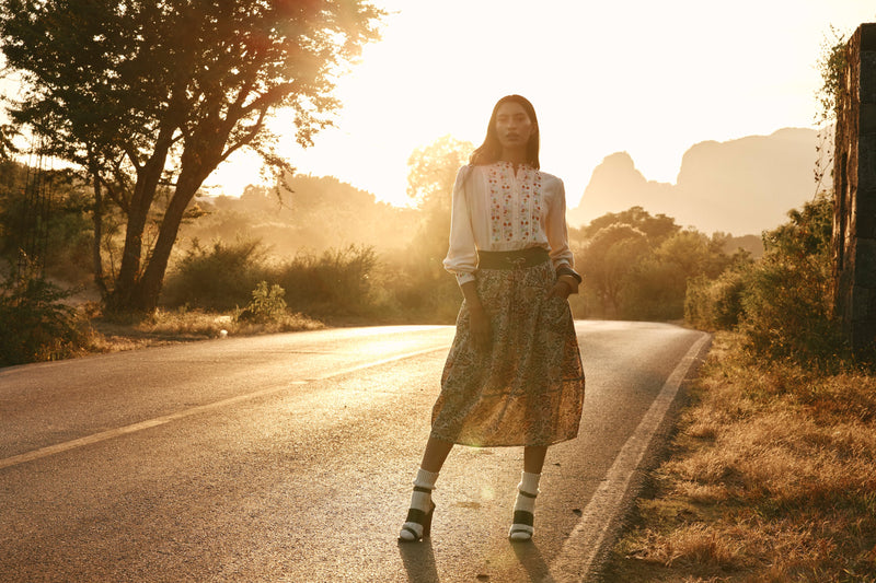 modern bohemian block print ethical clothing for women by boom shankar for all ages