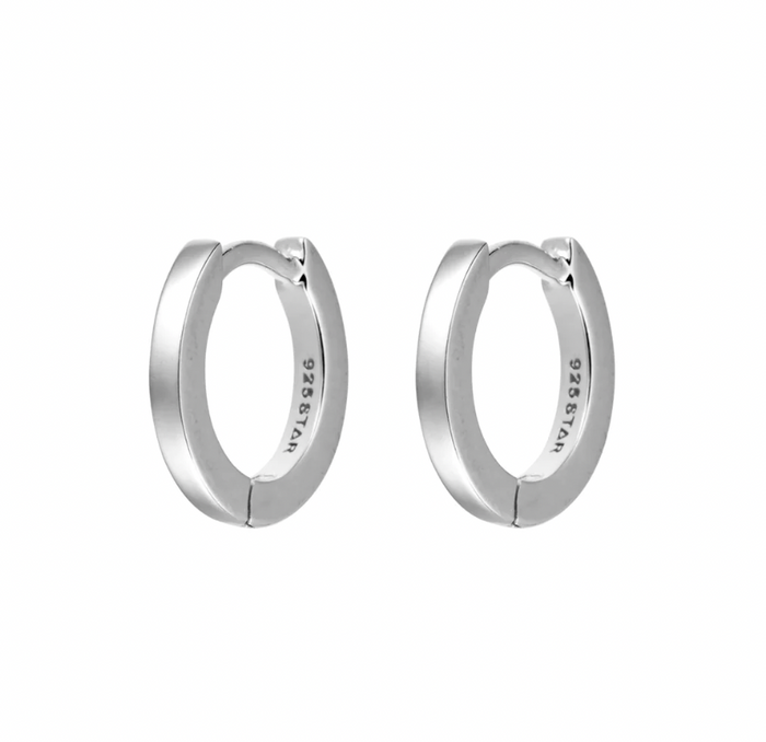 Silver Square Huggie Earrings