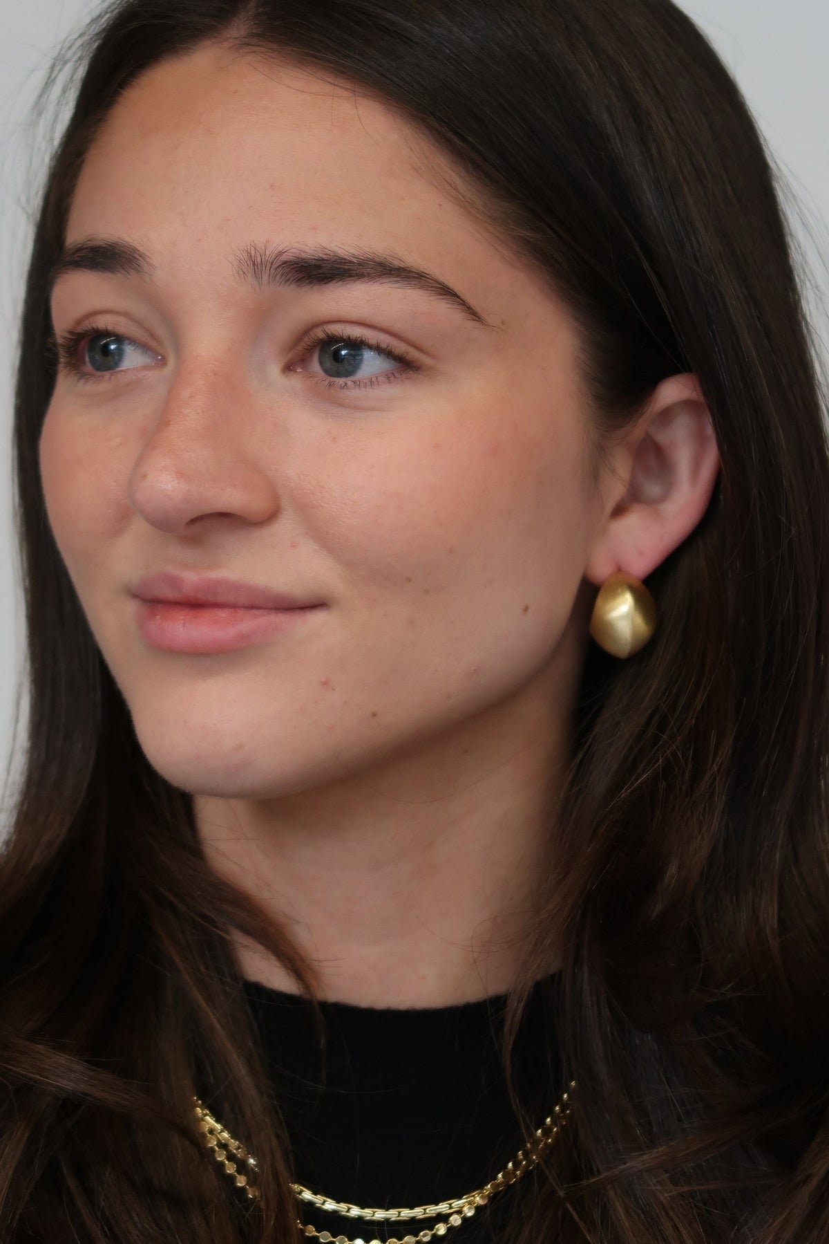 Hailey Brushed Hoop Earrings - Gold