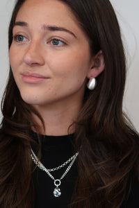 Hailey Brushed Hoop Earrings - Silver