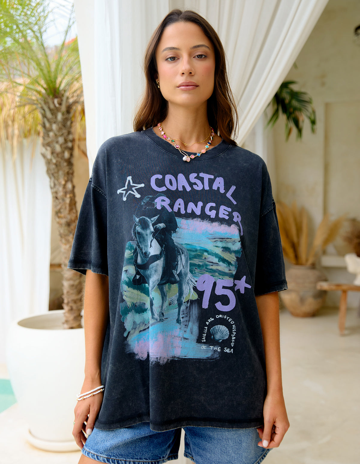 black cotton coastal ranger tee by foxwood is a oversized top