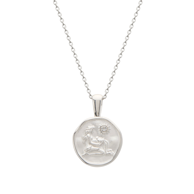 Murkani Aquarius Necklace - Zodiac series - silver front view