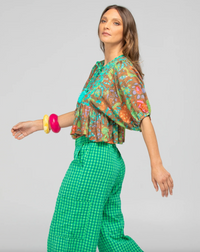 Ahana tunic top by boom shankar is a floral boho top with embroidered bodice