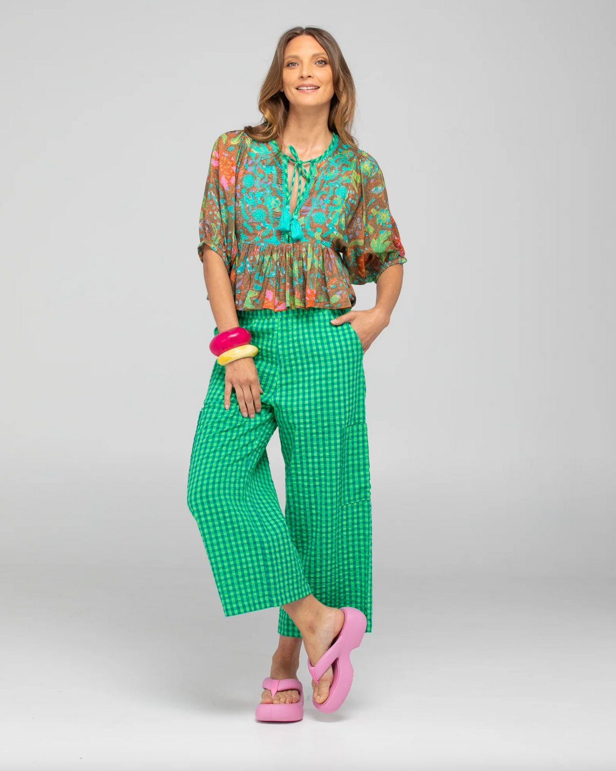 Ahana tunic top by boom shankar is a floral boho top with embroidered bodice