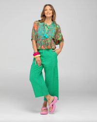 Ahana tunic top by boom shankar is a floral boho top with embroidered bodice