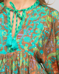 Ahana tunic top by boom shankar is a floral boho top with embroidered bodice