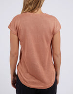 alma metallic knit top in clay by foxwood