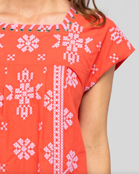 the amore dress by boom shankar is a fun red cotton summer beach dress