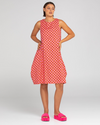 a pink and tan check sleeveless dress by boom shankar