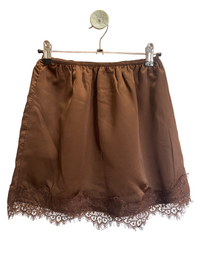 satin and lace slip skirt in chocolate by frankie