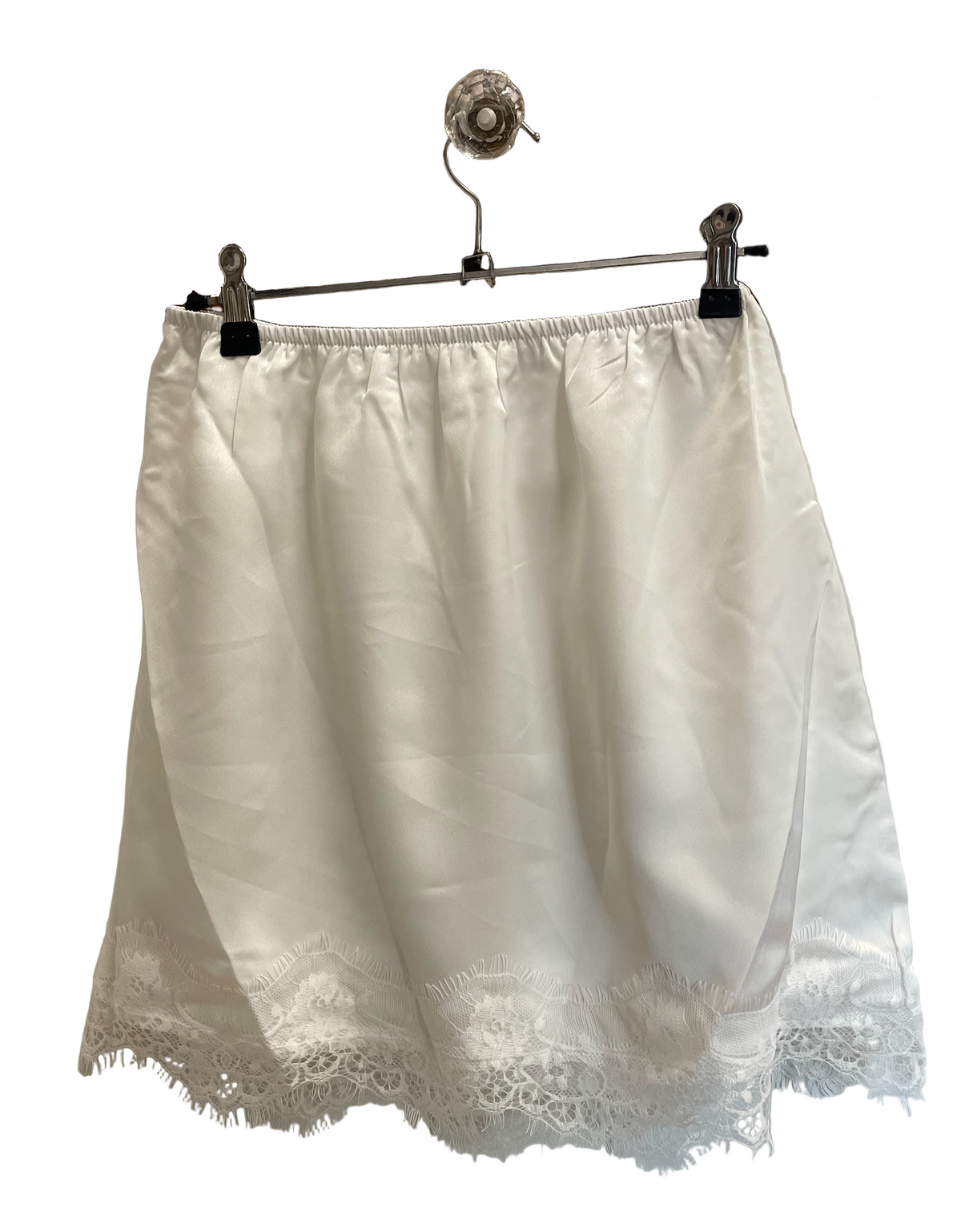 white satin and lace mini slip skirt by frankie