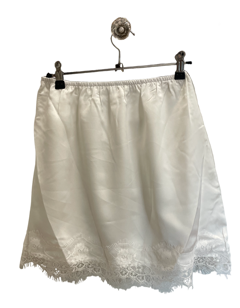 white satin and lace mini slip skirt by frankie