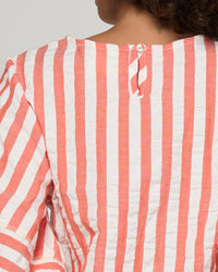 a red and white stripe cotton top by boom shankar