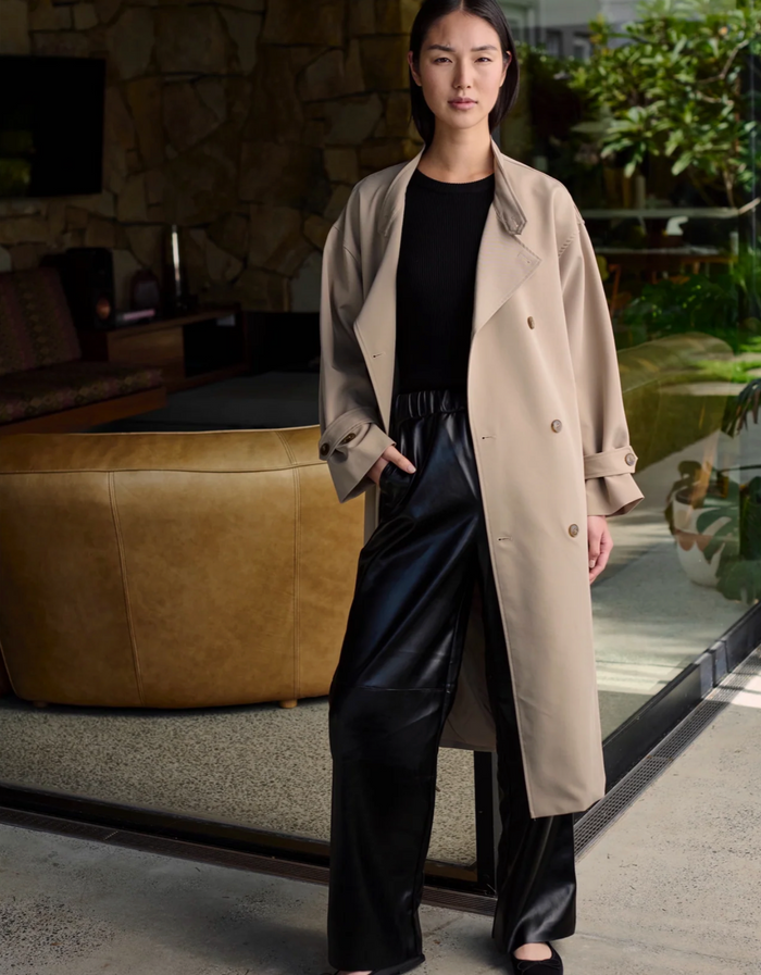 Camilla Trench coat by little lies is a relaxed oversized winter weight coat