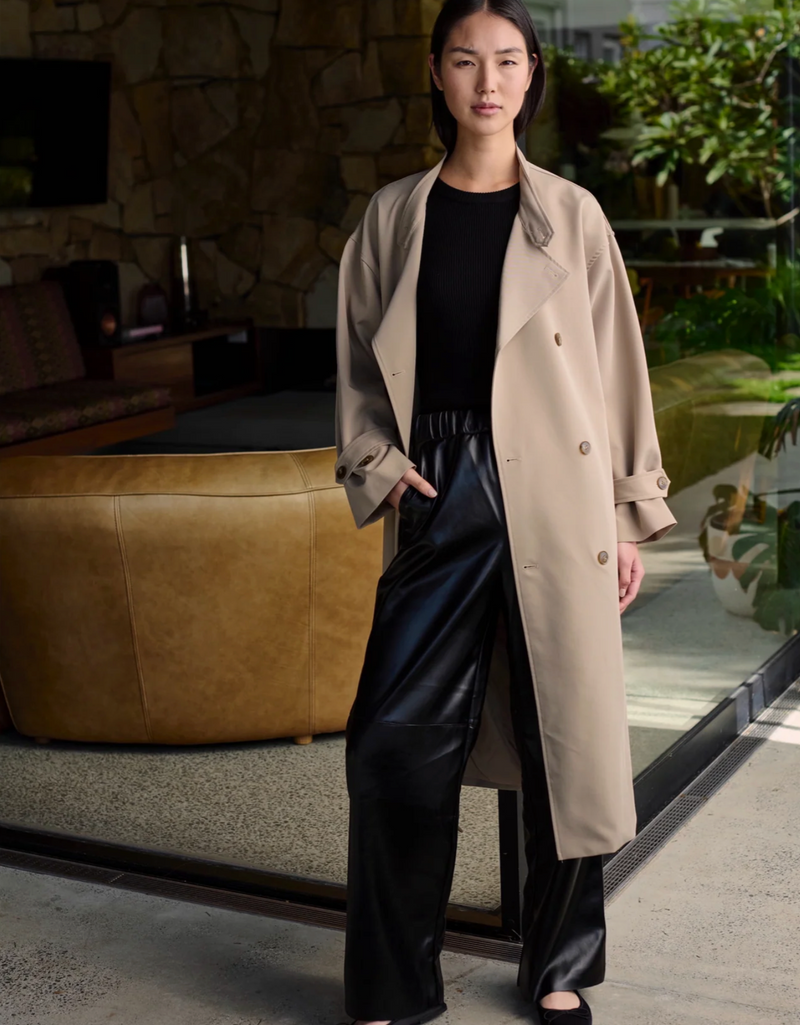 Camilla Trench coat by little lies is a relaxed oversized winter weight coat