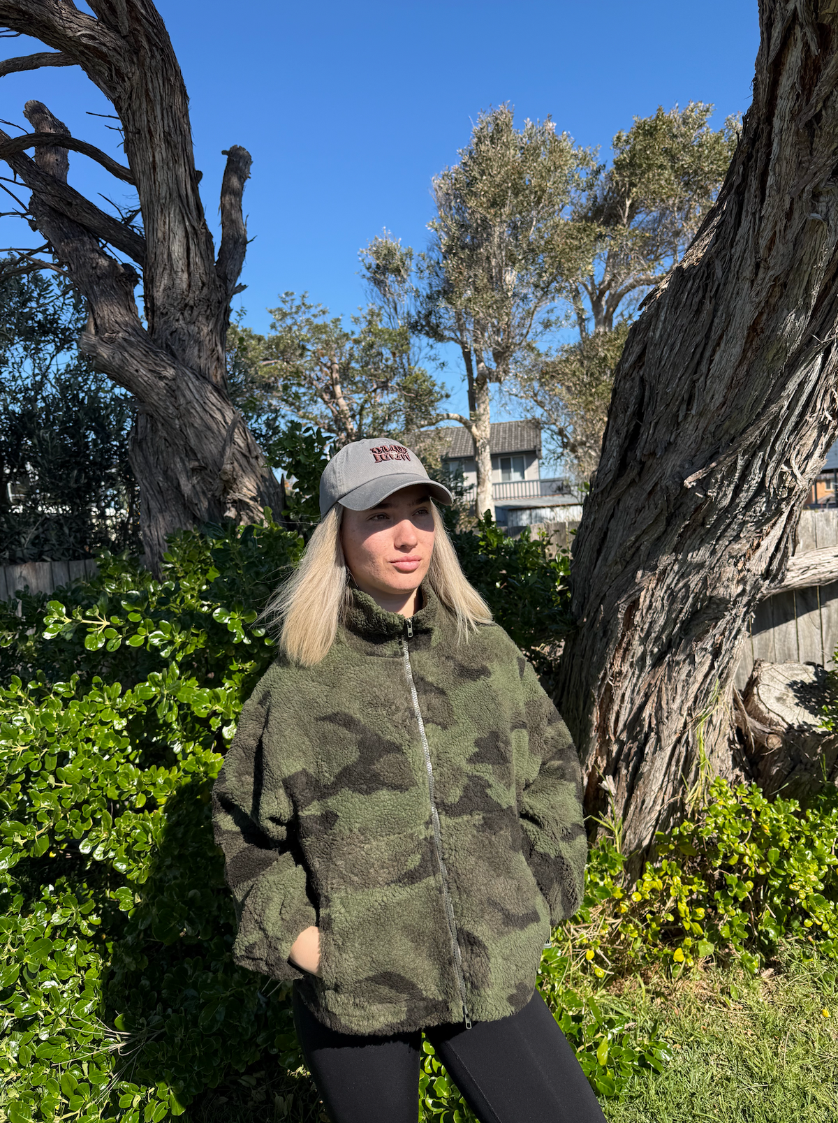 a teddy fleece bomber cameo jacket by frankie