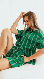 green and white stripe circuit shirt and short set by foxwood