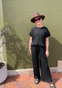 a cute little black linen knitted tee by little lies