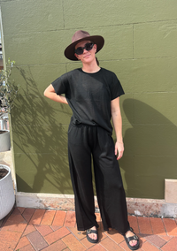 a cute little black linen knitted tee by little lies