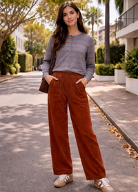 Cord Barrel Leg Pants - Little Lies