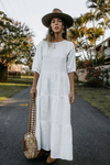 dahlia dress by little lies in white linen