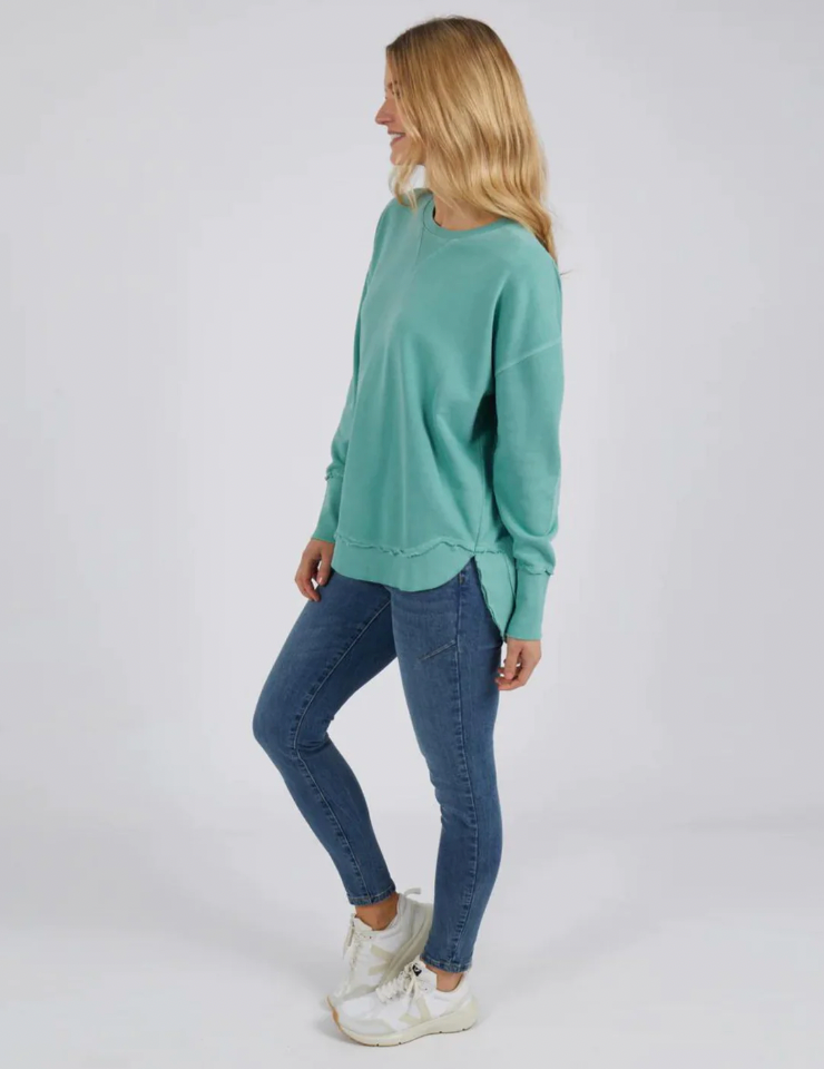 delilah cotton crew sweater by foxwood in green