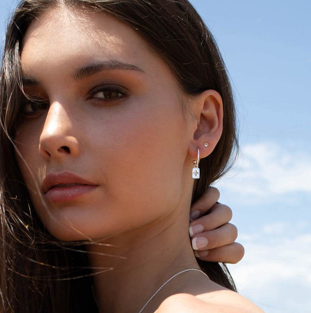 sterling silver desert flower pendant hoop earrings by murkani