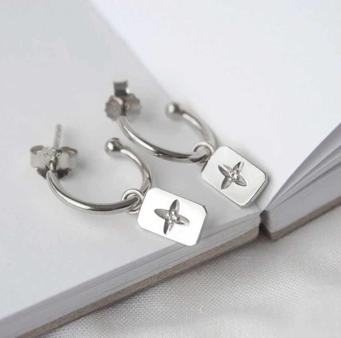 sterling silver desert flower pendant hoop earrings by murkani