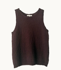 the dolly tank by little lies is a chocolate knitted cotton sleeveless top