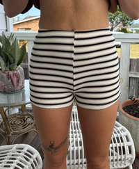 cotton stripe shorties by frankie in cream and black