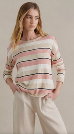 Ezra knit top by little lies is a cotton stripe transseasonal long sleeve pull on