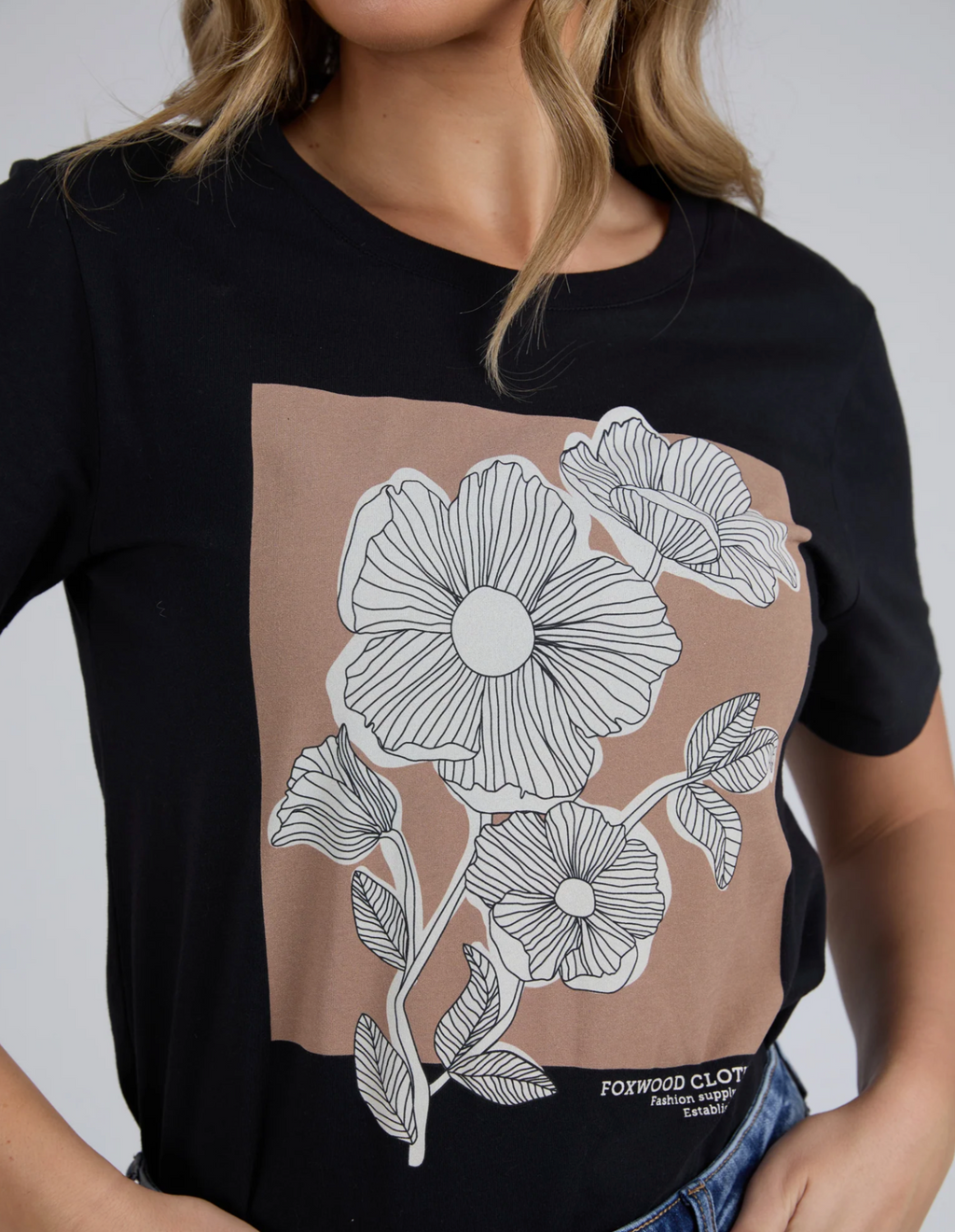 flower block tee by foxwood available online at Jipsi cartel milton nsw