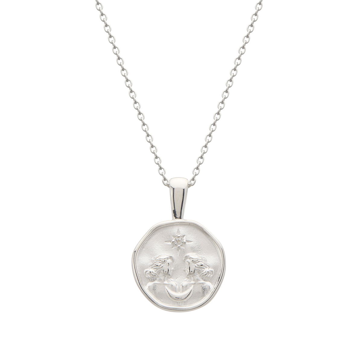 Murkani Gemini Necklace - Zodiac series - Silver front view