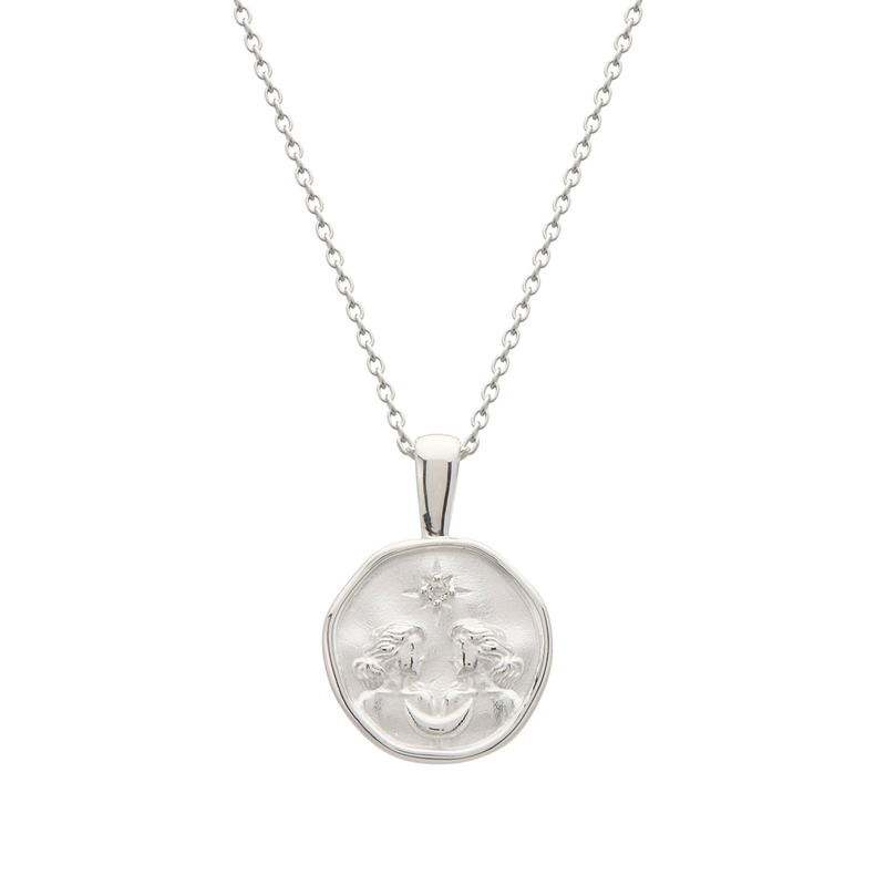 Murkani Gemini Necklace - Zodiac series - Silver front view