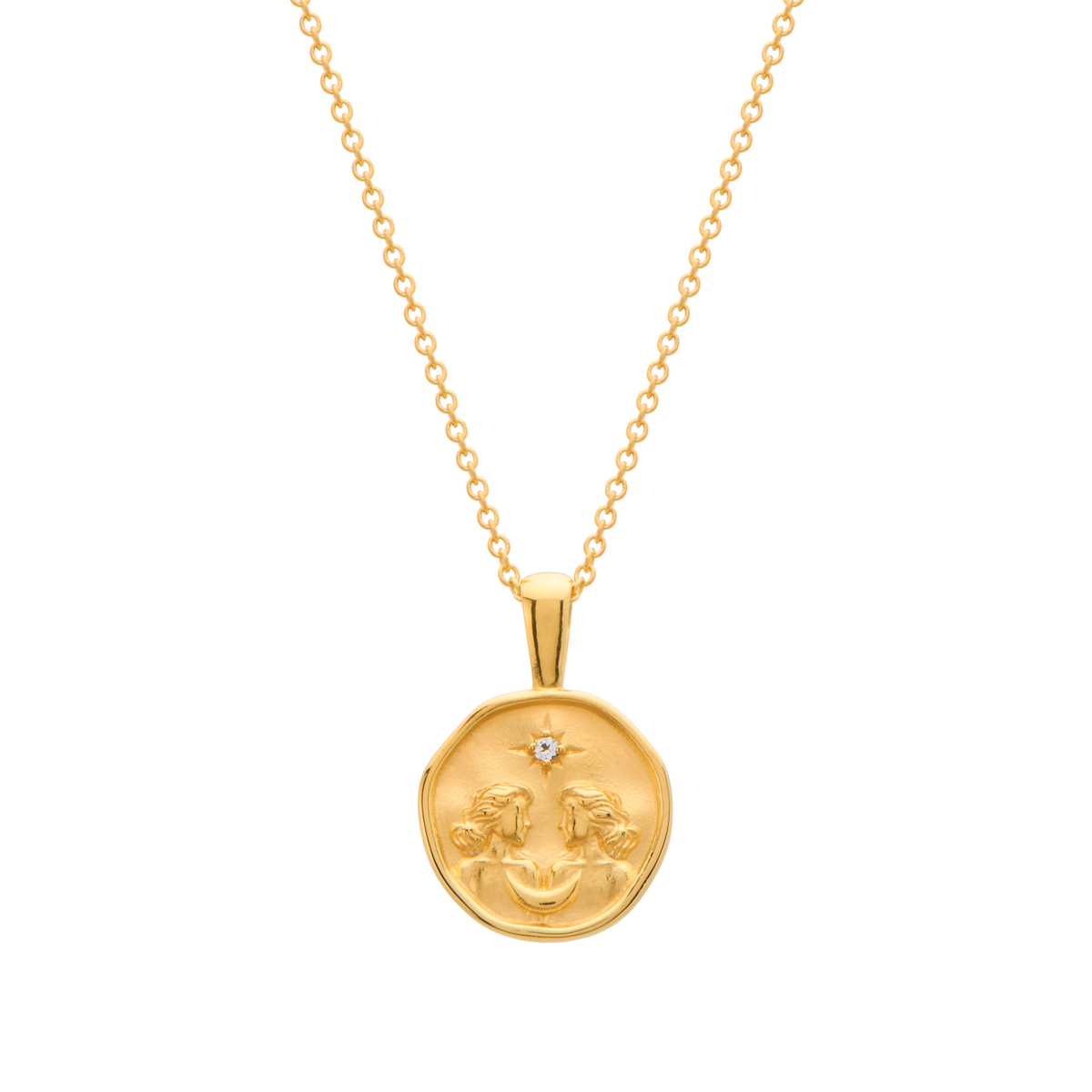 Murkani Gemini Necklace - Zodiac series - Gold front view
