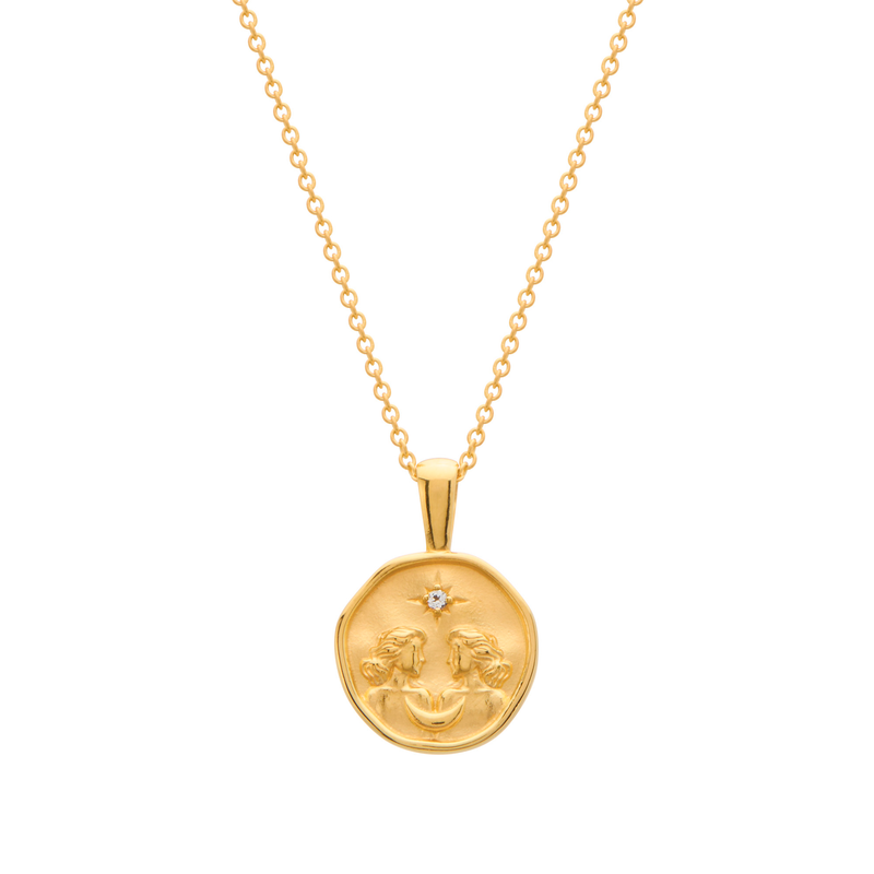 Murkani Gemini Necklace - Zodiac series - Gold front view