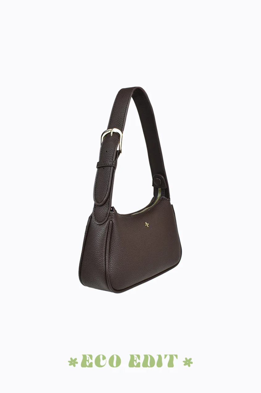 gabi shoulder bag by peta and jain is a vegan leather zip up small fashion accessory bag