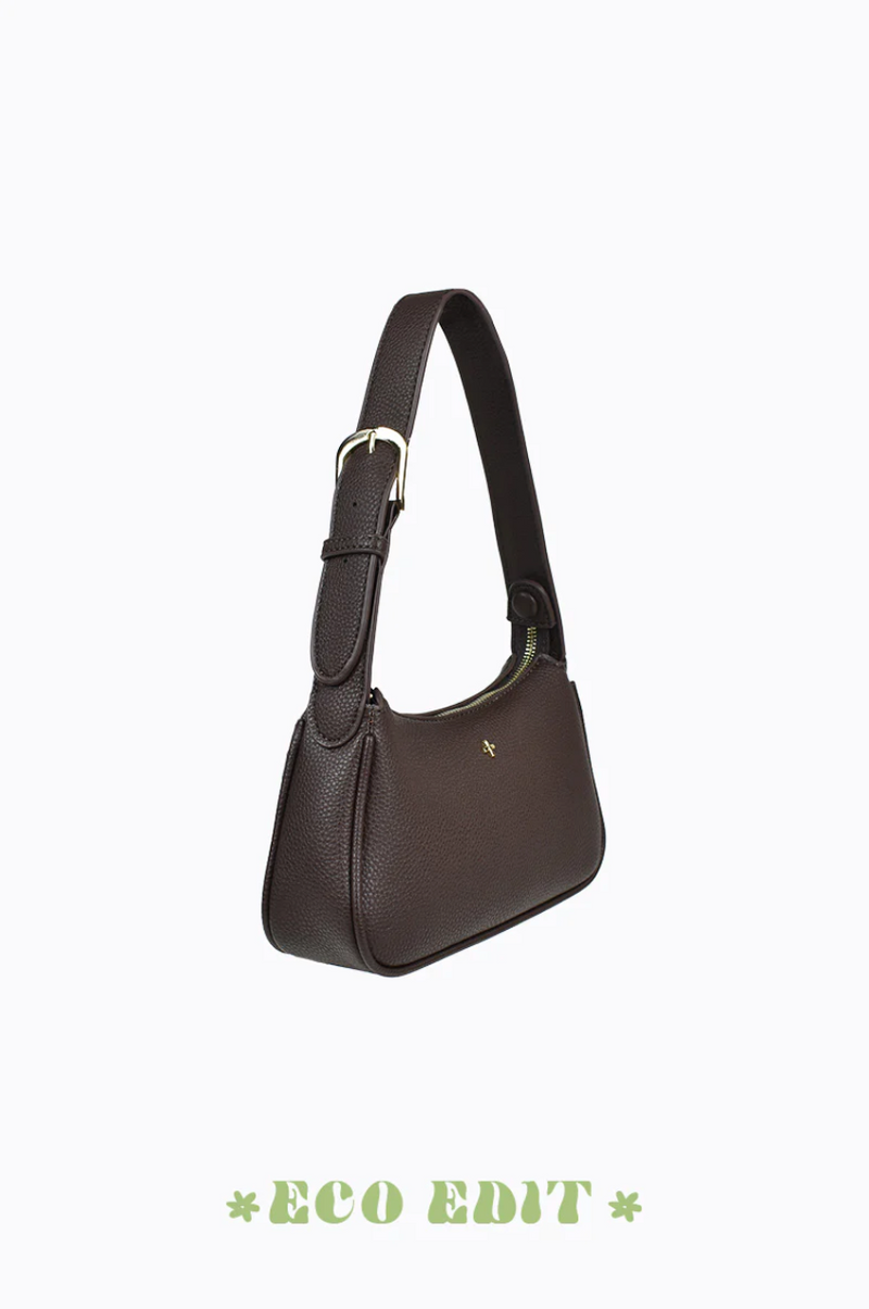 gabi shoulder bag by peta and jain is a vegan leather zip up small fashion accessory bag