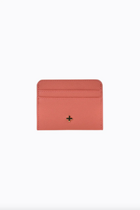 gia card wallet by peta and jain is a faux leather holder for cards in coral