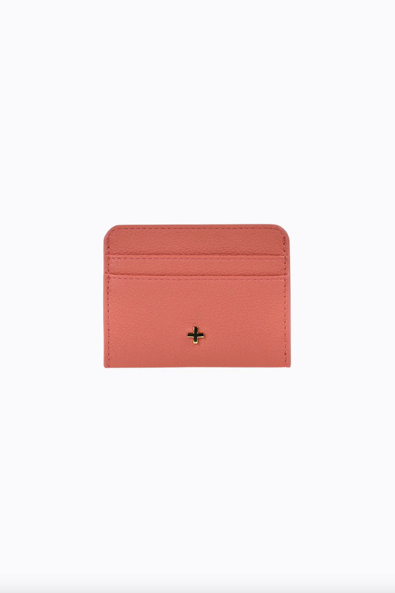 gia card wallet by peta and jain is a faux leather holder for cards in coral