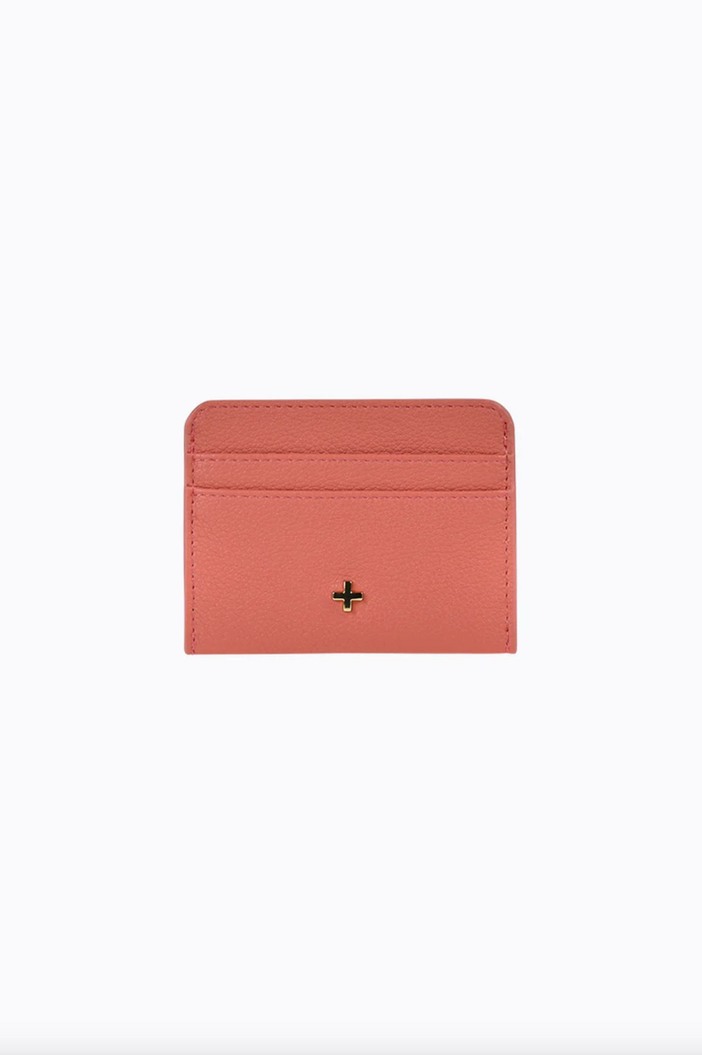 gia card wallet by peta and jain is a faux leather holder for cards in coral