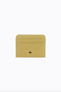 gia card wallet by peta and jain is a faux leather holder for cards in lemon yellow