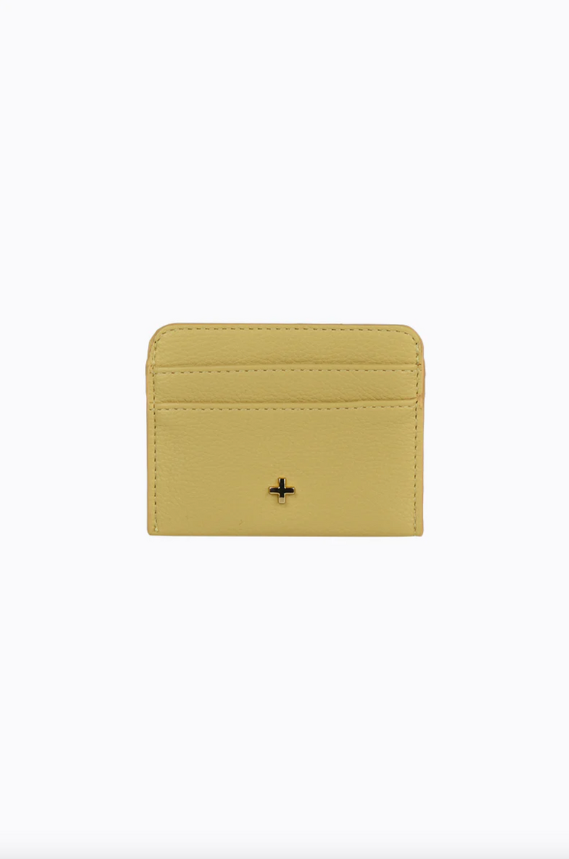 gia card wallet by peta and jain is a faux leather holder for cards in lemon yellow