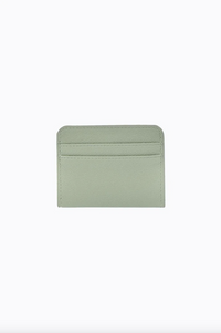 gia card wallet by peta and jain is a faux leather holder for cards in sage