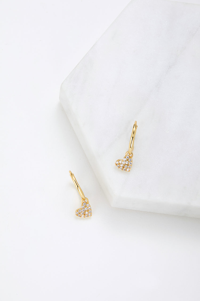 Gracie Heart Earrings - Gold