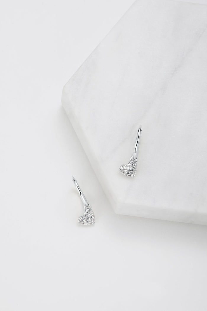 Gracie Heart Earrings - Silver