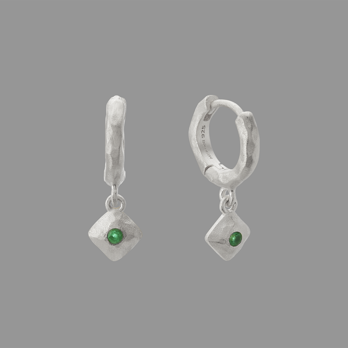 Murkani Green Onyx Huggies earinngs in sterling silver 