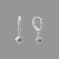 Murkani Green Onyx Huggies earinngs in sterling silver 