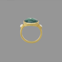 boho Green onyx and pearl ring by Murkani